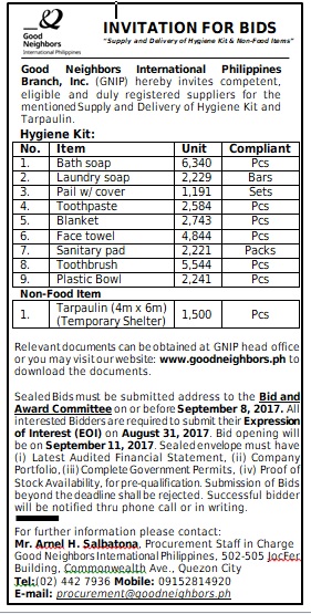 Invitation for Bids